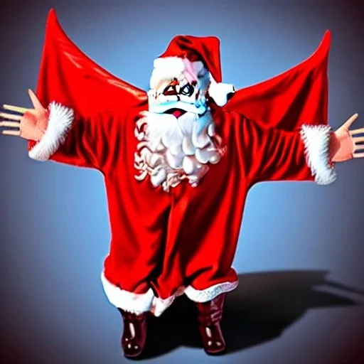 wings, freaky Santa with wings, laughing, flying, satan wings