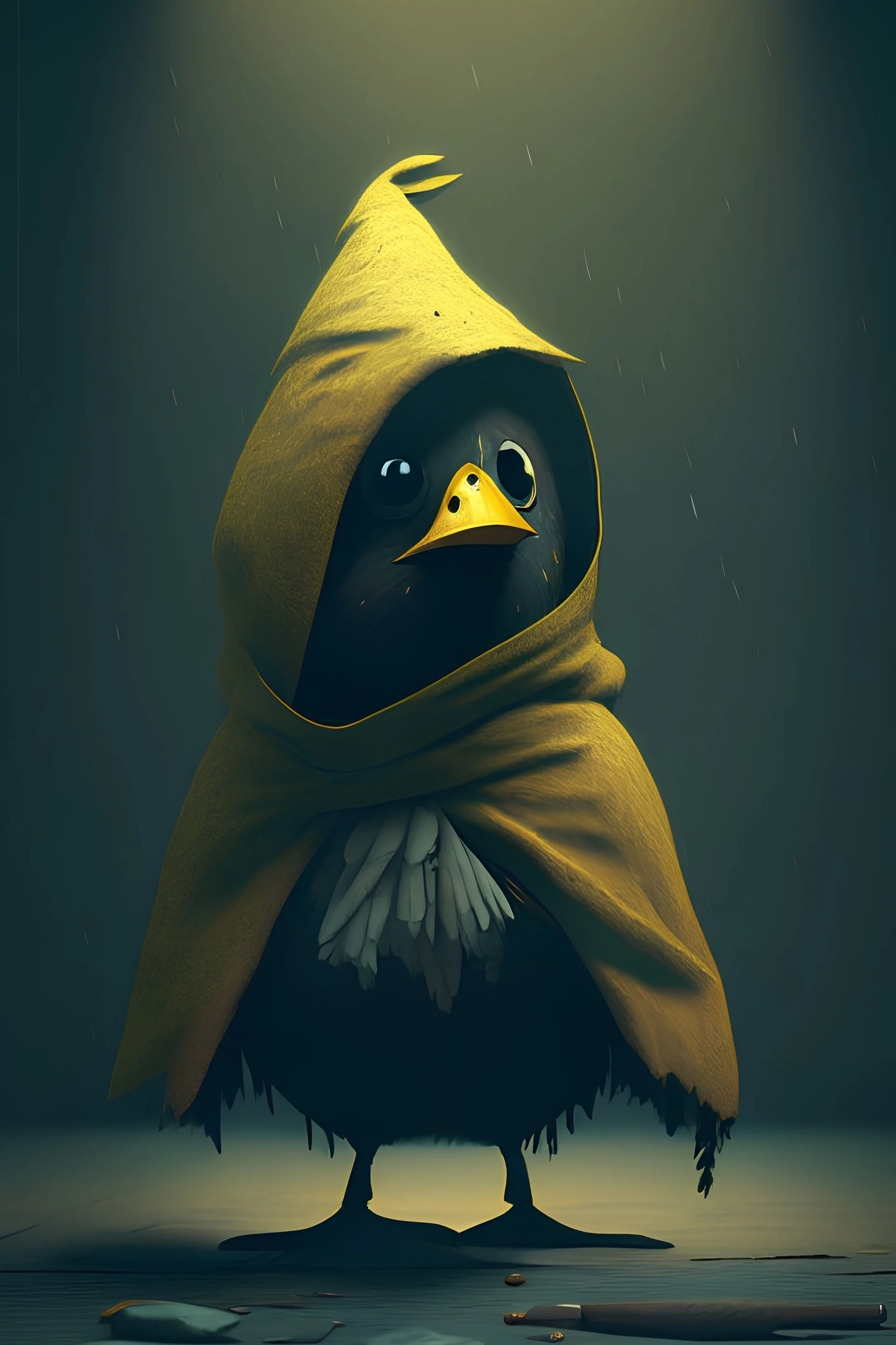 A Robin Bird in the style of little nightmares