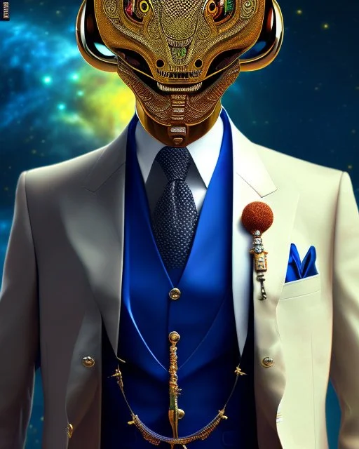 Full body alienígena antropomorfico humanoide con traje y corbata arte ilustración impresionista calidad ultra hiperdetallado intrincado maximalista 12k