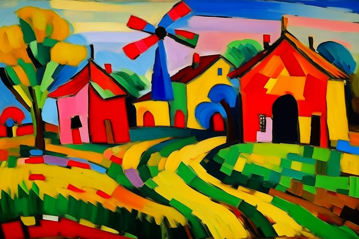 A village with windmills painted by Alexej von Jawlensky