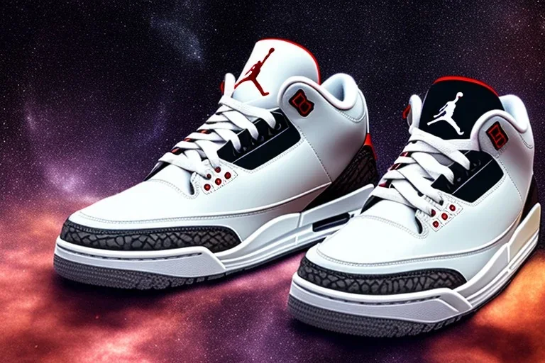 Jordan 3 sneaker in the space volumetric lighting