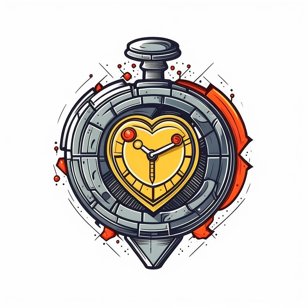 Heart of a time machine icon, warning sign.