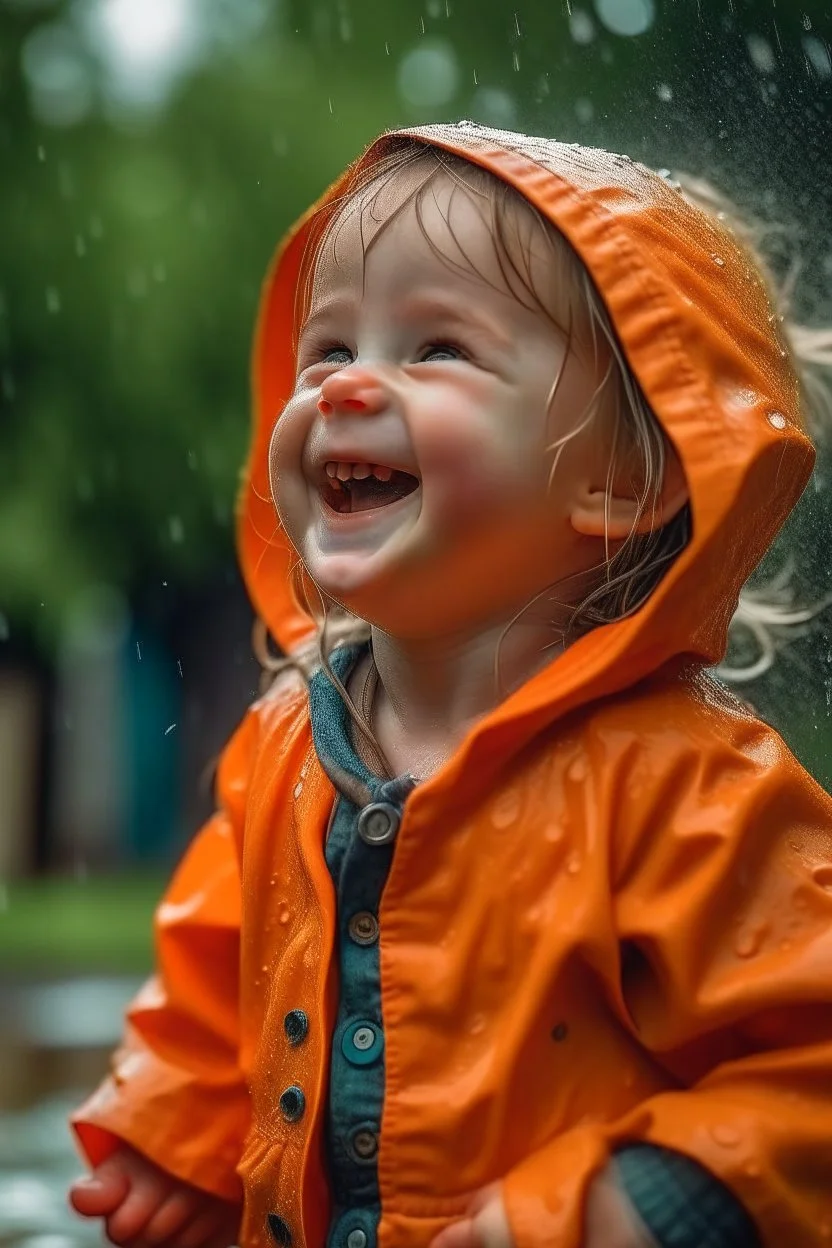 Rain, playing Child, happiness, love