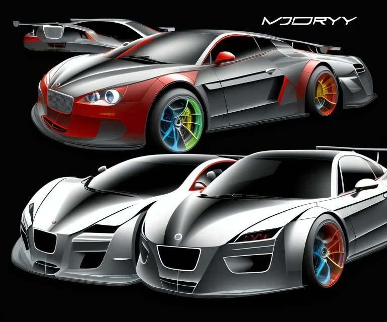 Car Supercar Vector 3d rendering Vector collage