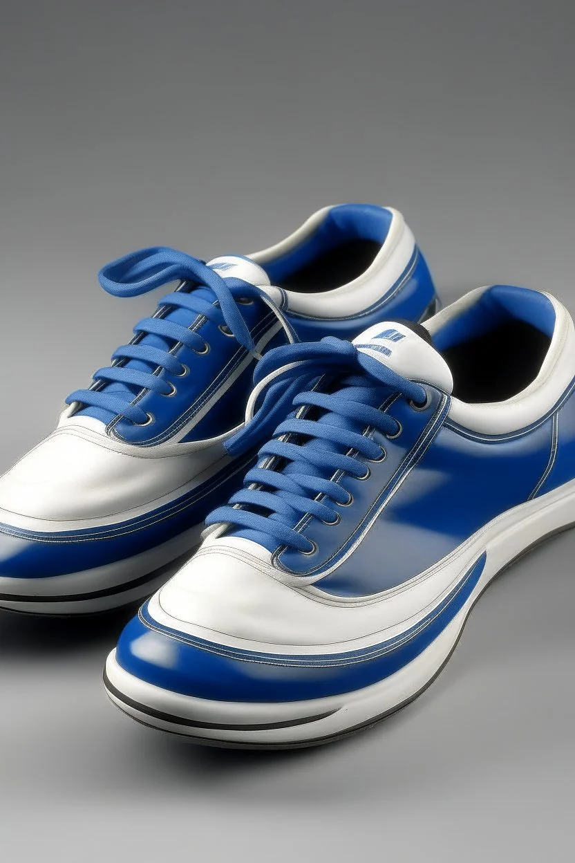 Man's blue and white sailing shoe