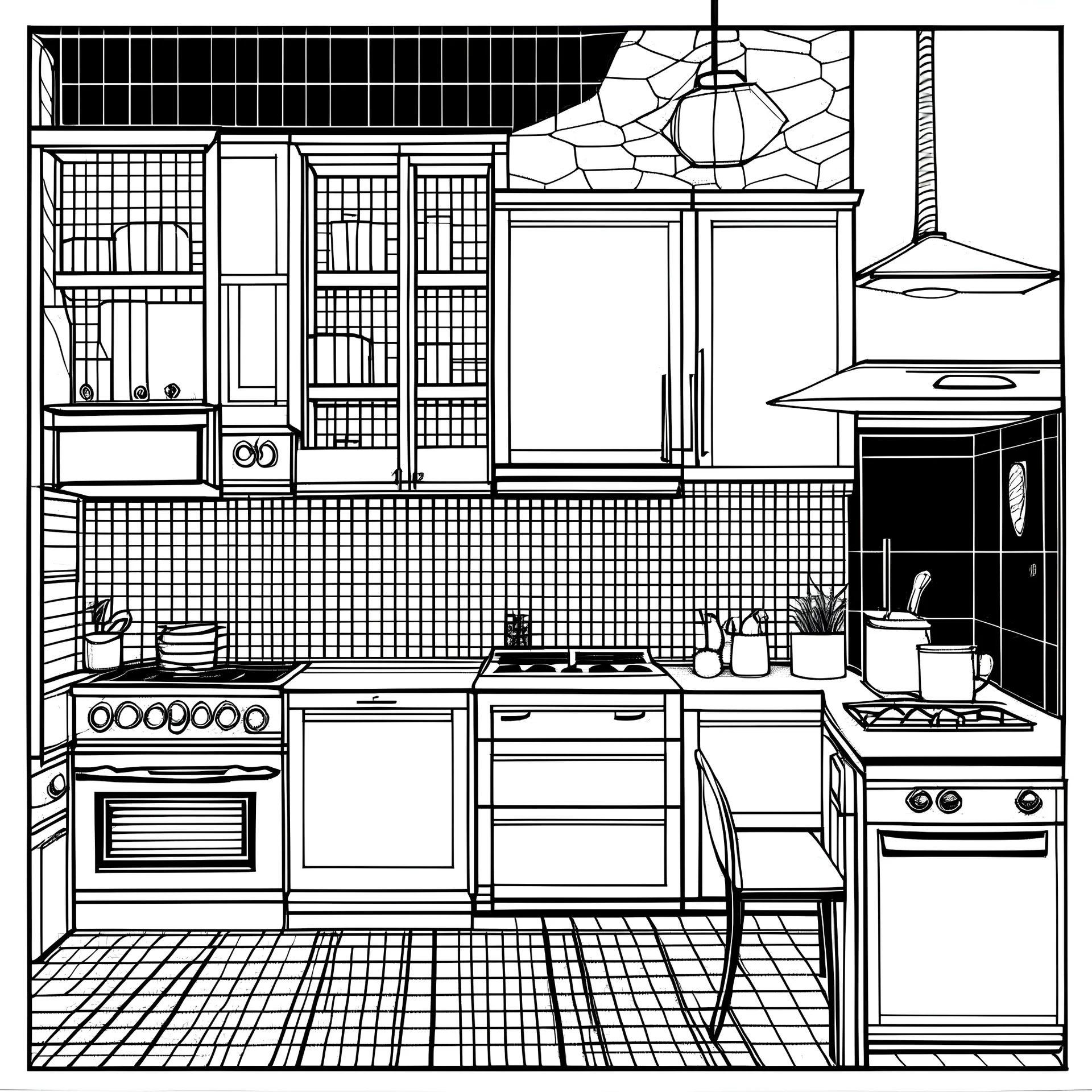 renovated flat design, clipart. black and white, liner