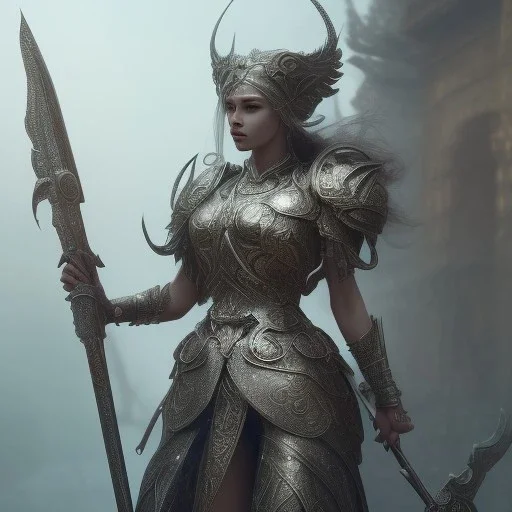 badass female goddess of war, very beautiful figure,tilt shift blur, wearing, feminine, detailed,armor,object shadow,extraordinary, sharp focus,macro lens,intricate filigree metal design, full body portrait, cinematic, unreal engine 5, 8k, hyper realistic. Volumetric lighting, unreal engine 5 ,hyper elegant,hyperphotorealistic, epic composition,cinematic lighting, hyperphotomaximalist, masterpiece,epic composition, ,Glim lighting