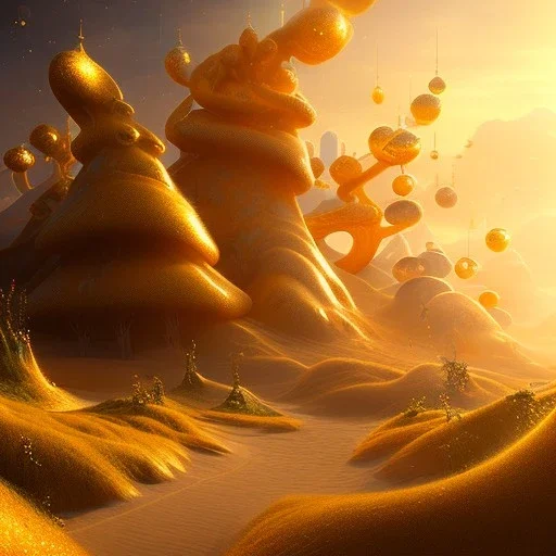 beautiful cosmic transparent golden landscape very etheric and cosmic, delicate colors, ultra sharp focus, 8k, unreal engine 5, extremely sharp detail, light effect, soft light atmosphere, smooth, full of details