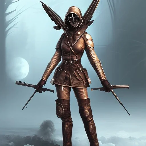 female masked combatant full-body