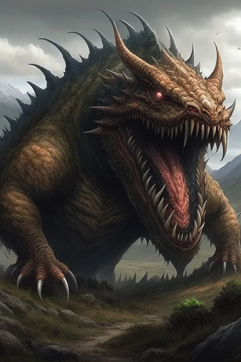 mountain monster beast huge maw