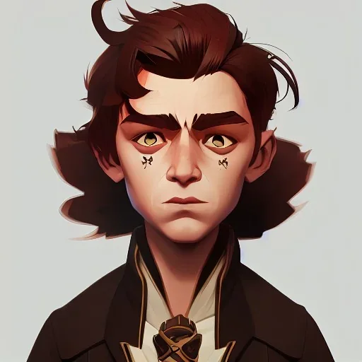 Portrait of a handsome brown haired little warlock kid by Nick Harris