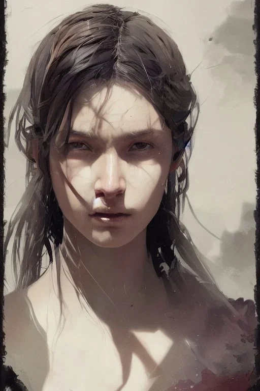 a female portrait, upclose, majestic, flow, illustration, concept art, by Greg Rutkowski, Sung Choi, Mitchell Mohrhauser, Maciej Kuciara, Johnson Ting