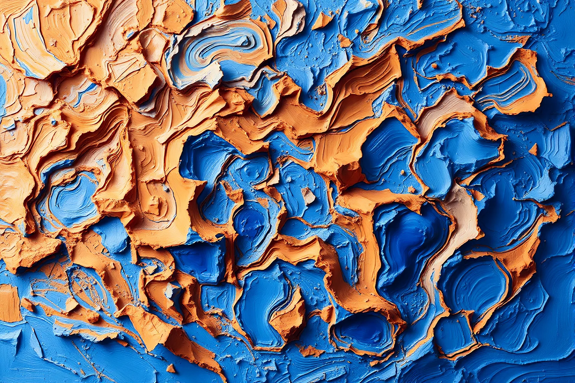 A fascinating three-dimensional painting using the complementary colors blue and orange. Exceptionally beautiful painting. A masterpiece of the highest standards of Impressionist painting.
