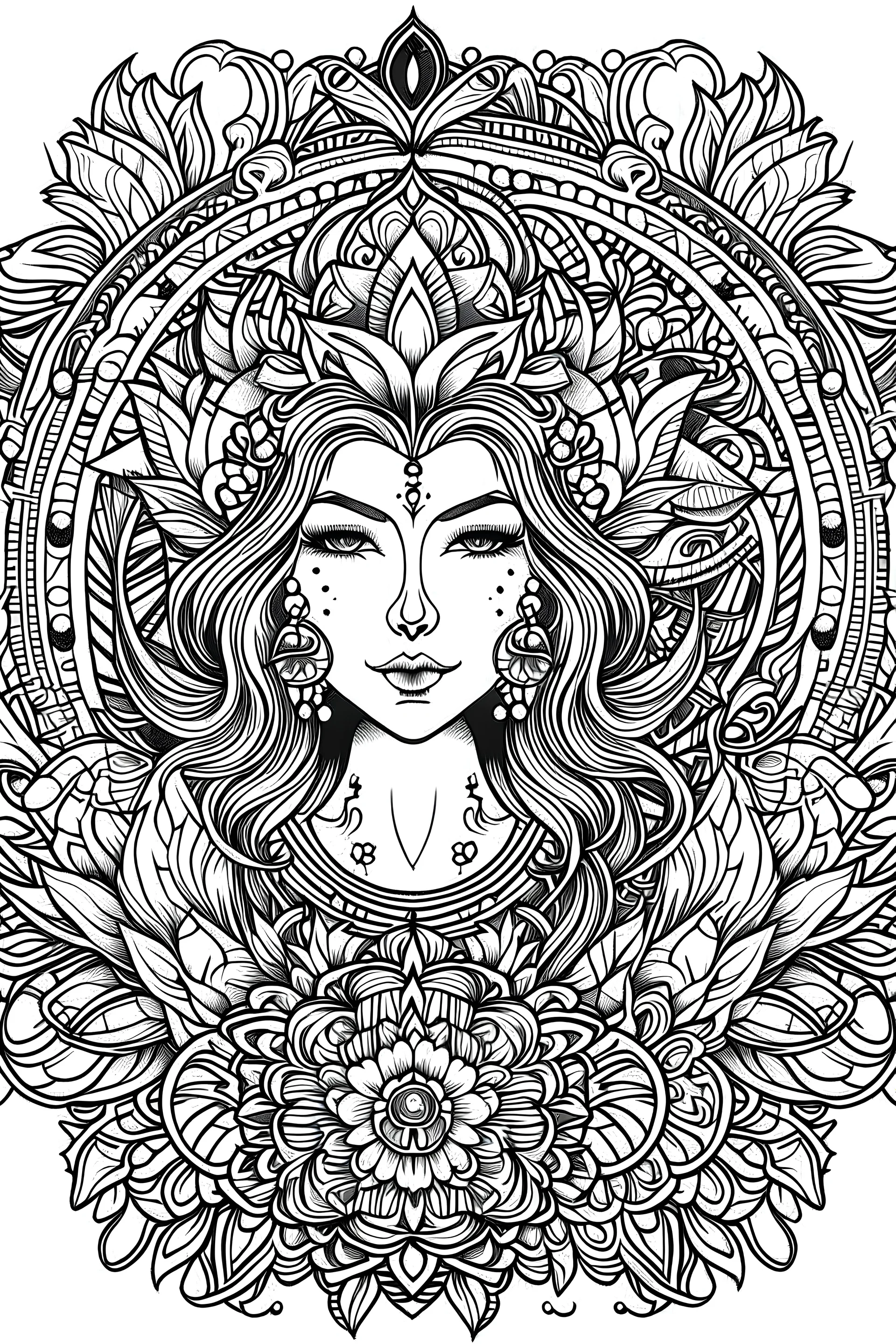 Outline art for vintage tattoo coloring pages, white background, only use outline, mandala style, clean line art, no shadows and clear and well