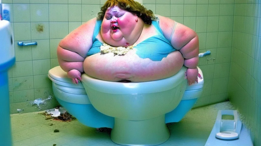 fat lady on broken toilet