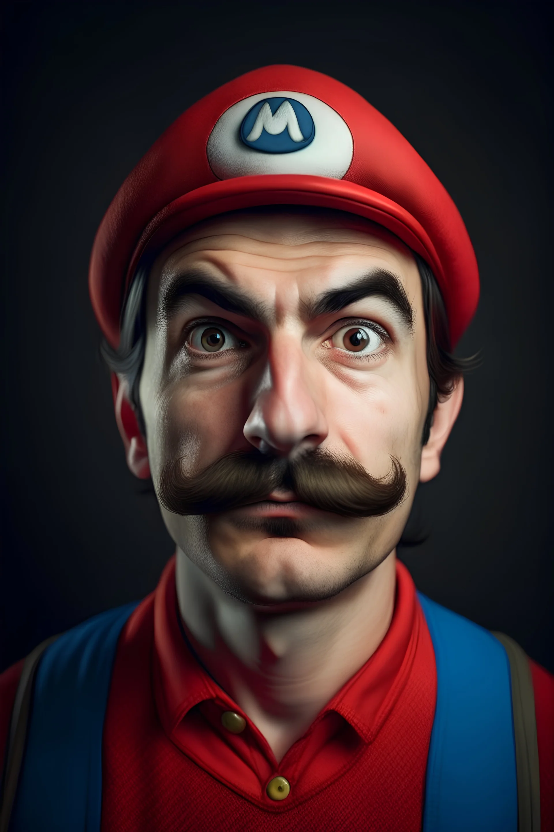 portrait of a man who looks exactly like super mario, photographt, portrait photograph