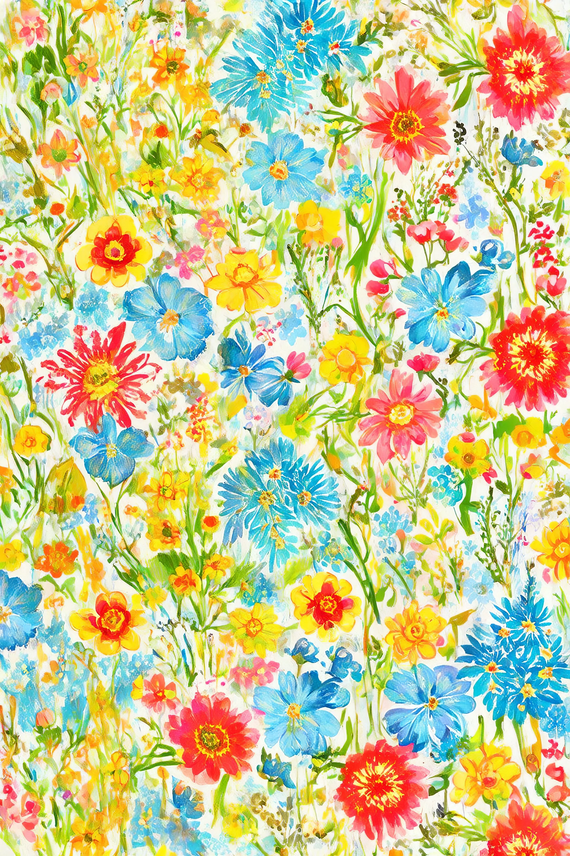 flowers design rustic painted folk motif