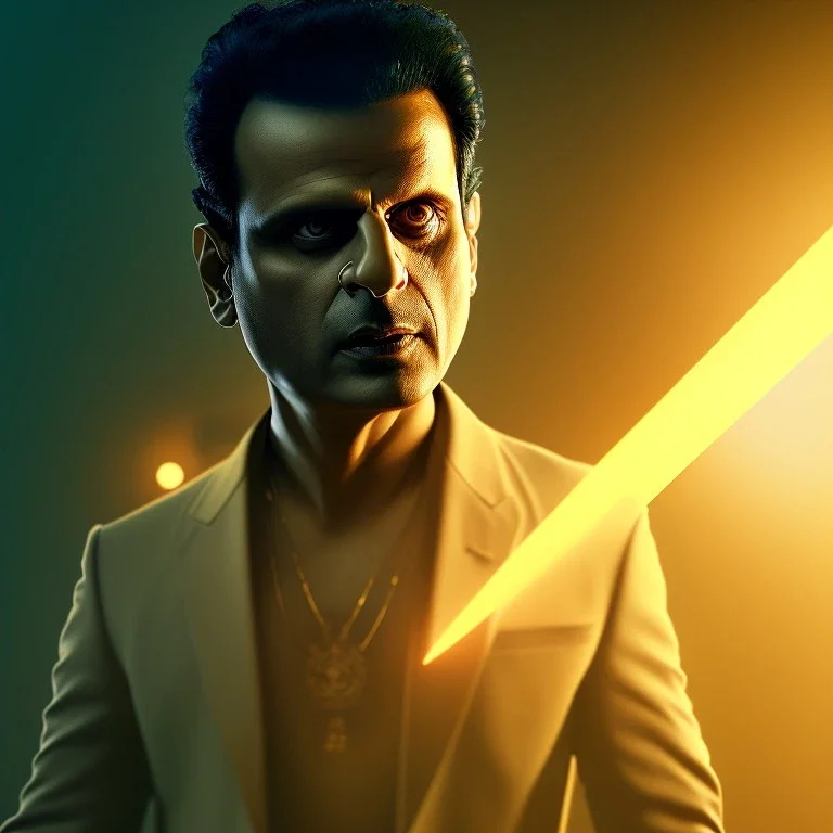 Indian actor Manoj bajpayee, Cartographic, Circuitry, Golden Hour, Closeup-View, 16k, Lumen Global Illumination, Diffraction Grading