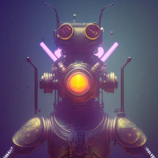 Steampunk bug,steampunk center composition, ultra realistic, shiny, smooth, studio quality, octane render, Surrealism, Triadic colour scheme,glow-stick, ambient lighting,nightclub lighting, polaroid, 100mm, --ar 1:1 --v4