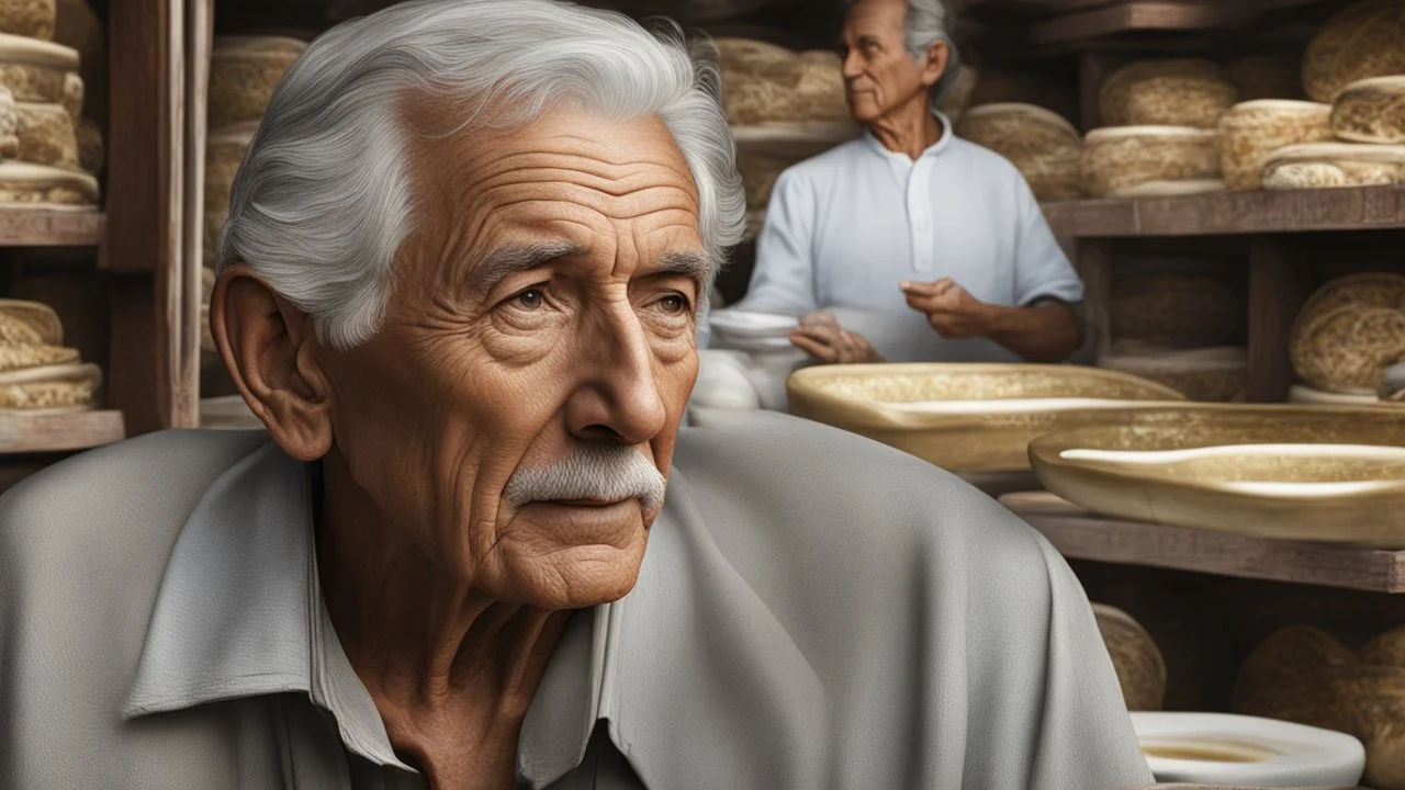 elderly male market trader selling toilet seats, showing his head and upper body, perfect eyes, perfect anatomy, exquisite composition, beautiful detailed intricate detailed octane render, 8k artistic photography, photorealistic, soft natural volumetric cinematic perfect light, chiaroscuro, award-winning photograph, masterpiece, raphael, caravaggio, bouguereau