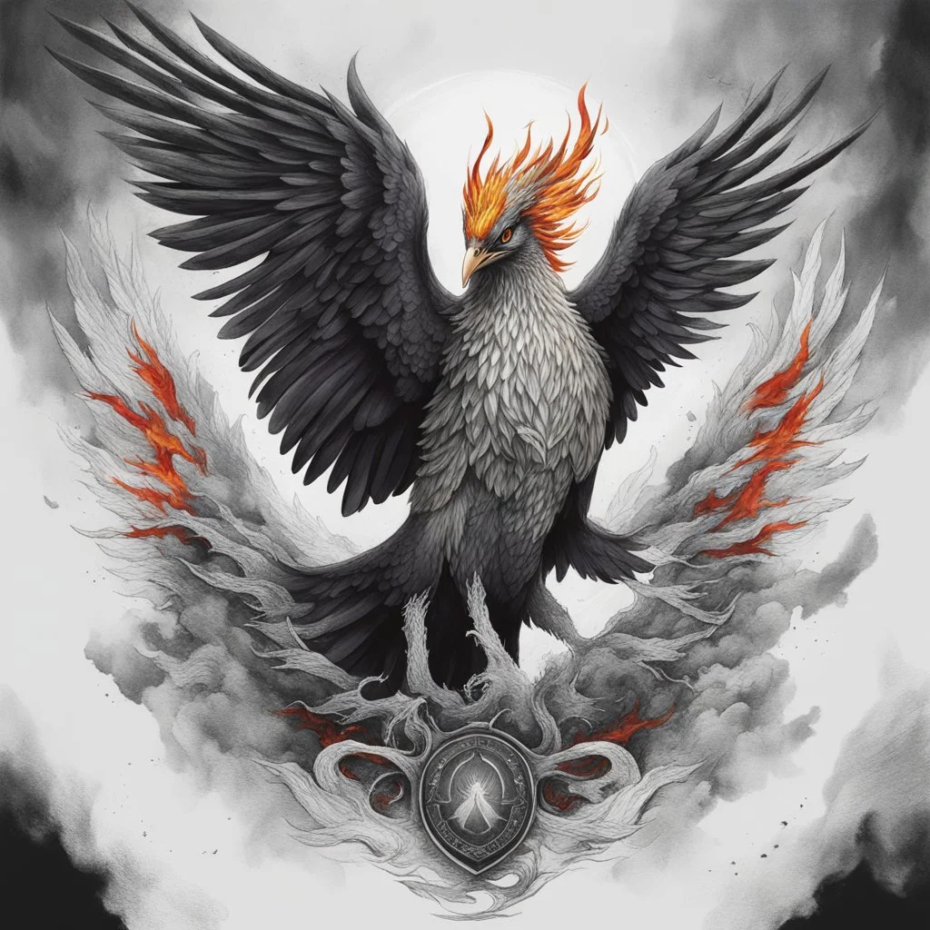 **Cinematic Illustrations:** A phoenix rising from the ashes, symbolizing the resilience of societies and individuals amidst chaos and destruction, and their continuous fight against terrorism. **Appearance:** cinematic portraits can be interpreted in multiple ways, adding depth and intrigue to the narrative. They collectively provide a comprehensive and captivating exploration of the complex issues surrounding terrorism, extremism, and radicalization.