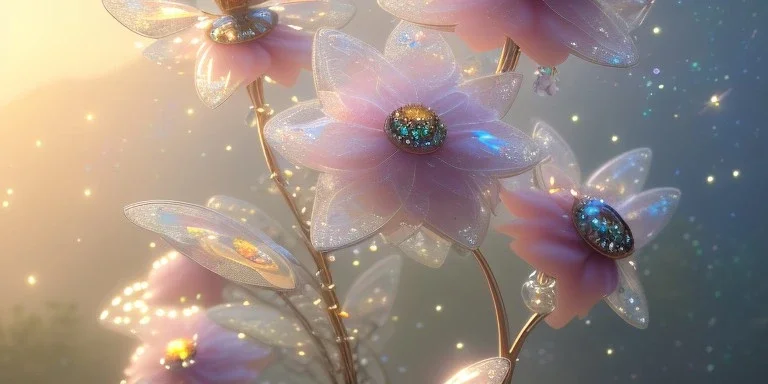 crystal subtle flower in a galactic ambiance beautiful fairy, transparent, delicate colors, in the foreground, full of details, smooth，soft light atmosphere, light effect，vaporwave colorful, concept art, smooth, extremely sharp detail, finely tuned detail, ultra high definition, 8 k, unreal engine 5, ultra sharp focus