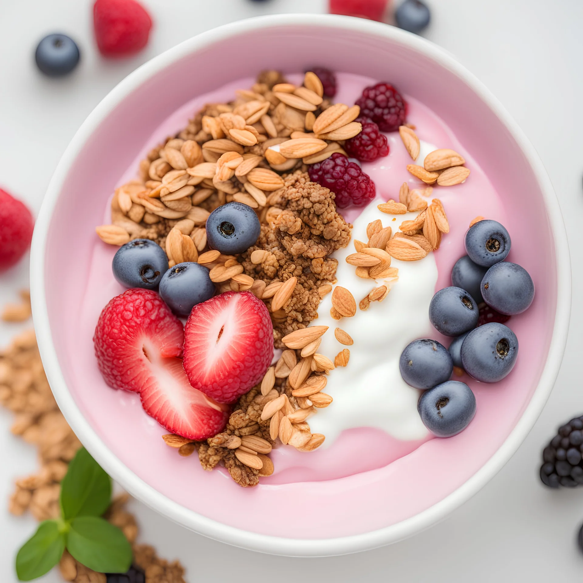 Pink Berry Yogurt Bowl with granola