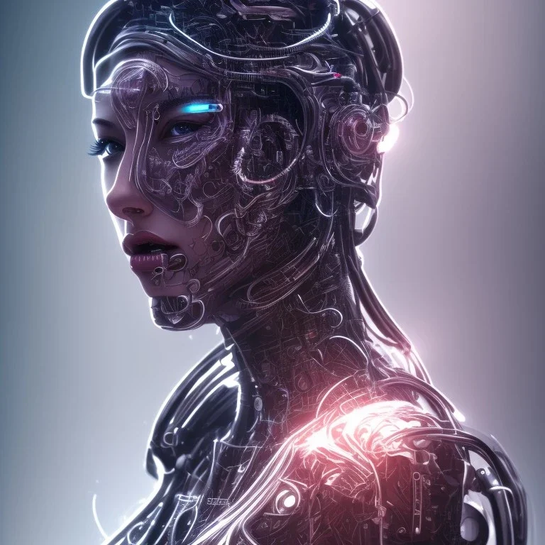 cyberpunk, head, scream women, portrai, face cry, perfect skin, tron, cyborg, robot, cyborg, seven , perfekt, real, dream, hr giger