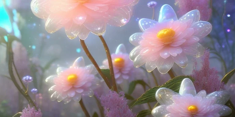 crystal subtle flower in a galactic ambiance beautiful fairy, transparent, delicate colors, in the foreground, full of details, smooth，soft light atmosphere, light effect，vaporwave colorful, concept art, smooth, extremely sharp detail, finely tuned detail, ultra high definition, 8 k, unreal engine 5, ultra sharp focus