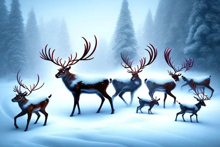 reindeer in snow storm