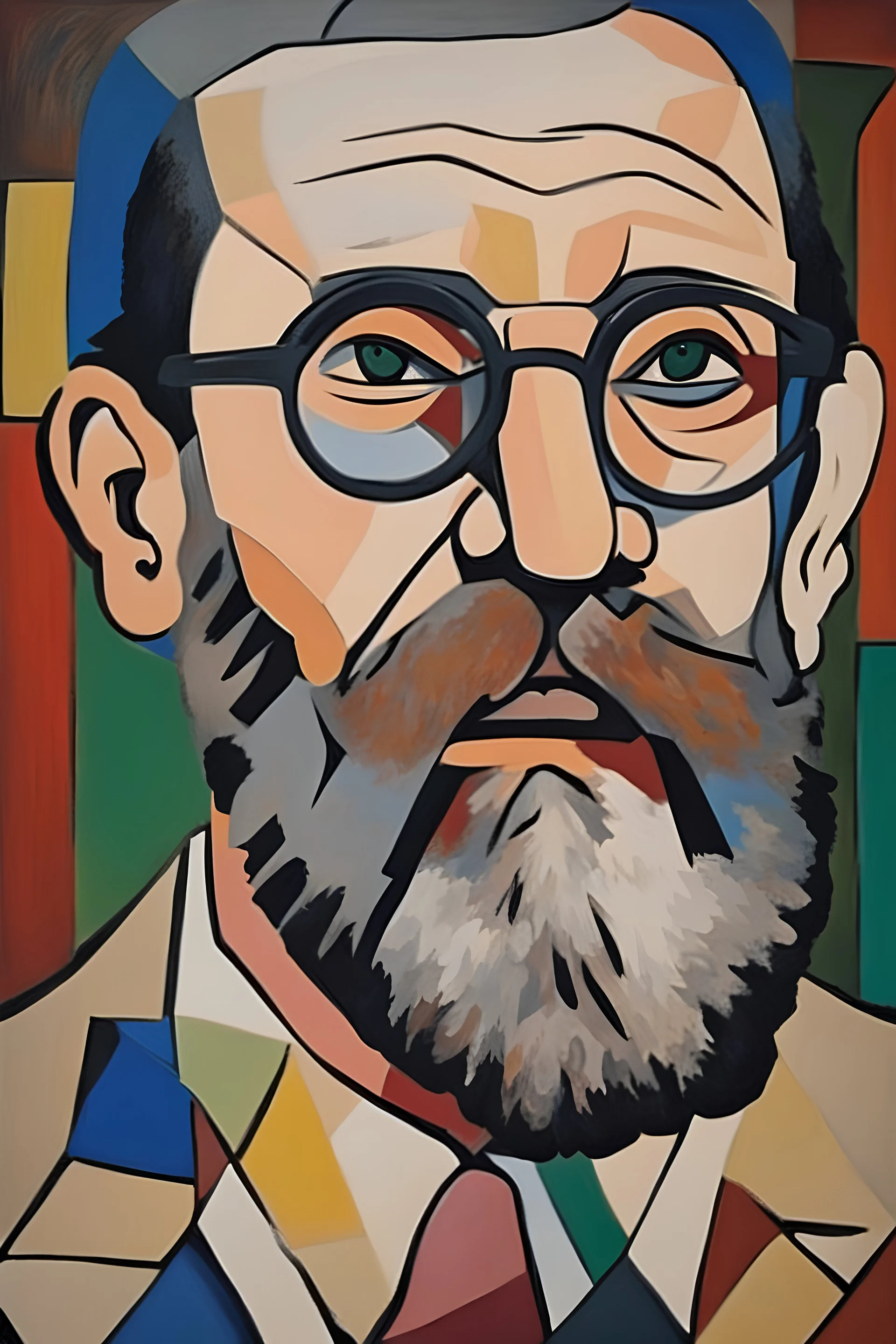 guy with a beard and glasses painted by picasso