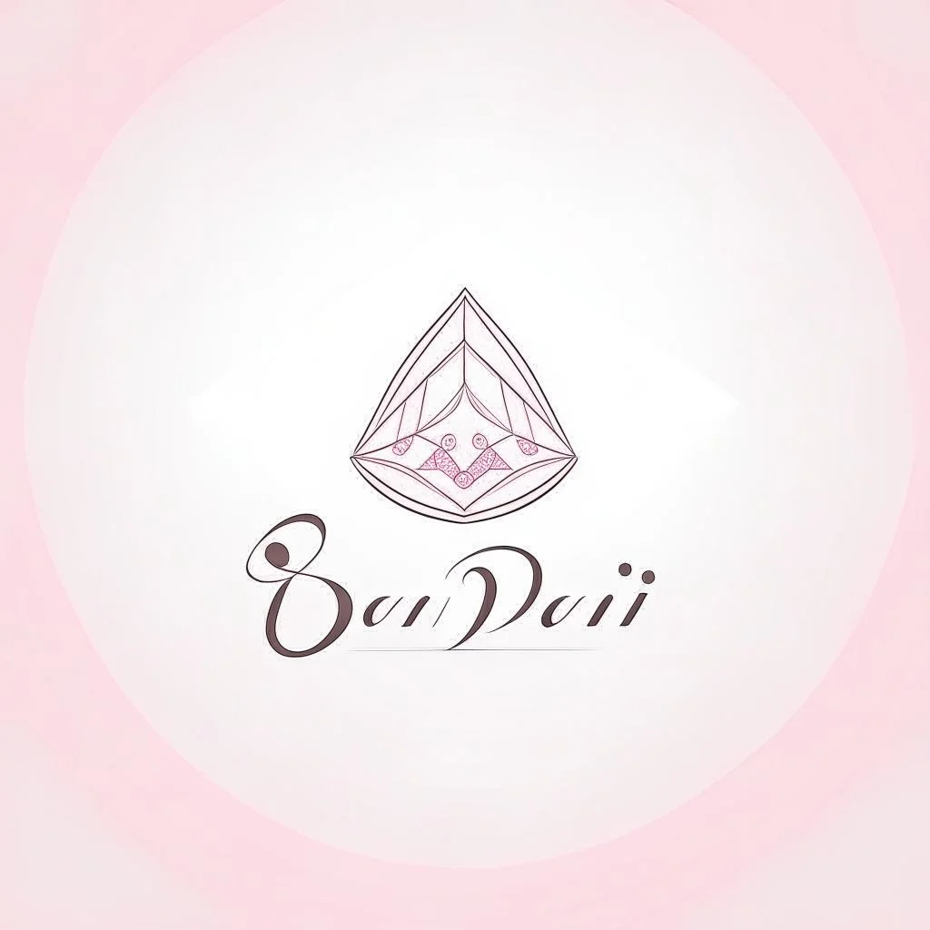 Create a logo with the name Deniz Boutique, inspired by diamond dresses, with the symbol of the dress, baby pink