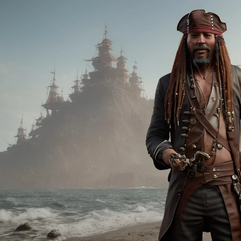 A pirate with long beard ray tracing 4k realistic