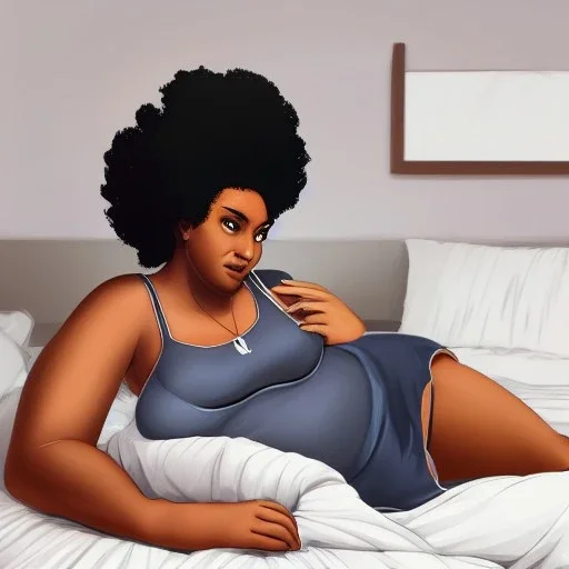 30 years old handsome black man wearing walks into room and finds 28 years old curvy lady with afro hairstyle on bed crying , digital painting, digital illustration, extreme detail, digital art, 4k, ultra hd