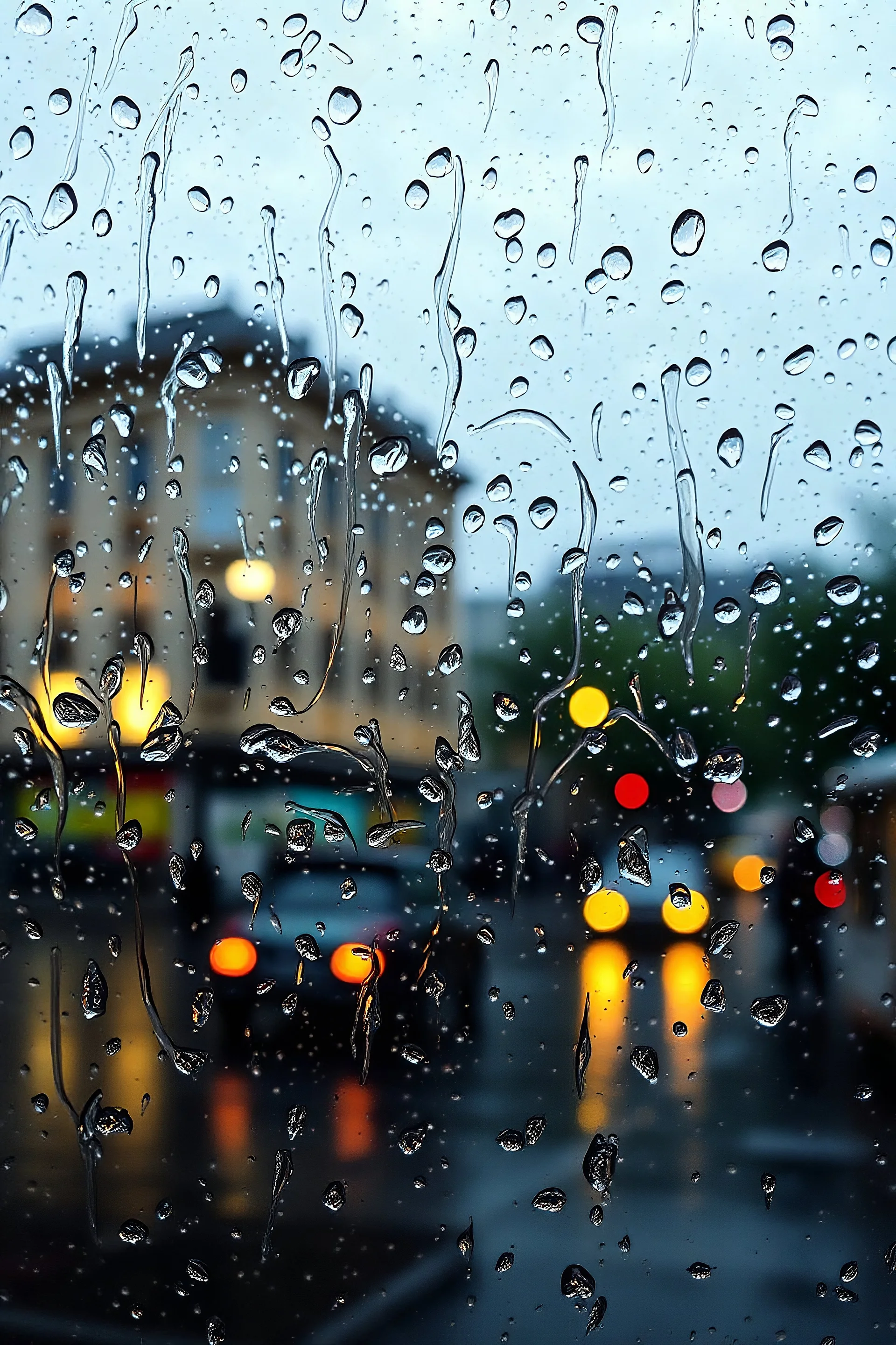 Tableau de Pissaro, Gouttes de pluie , vitre