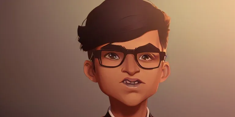 hansome brown indian kid wearing glasses and a tux