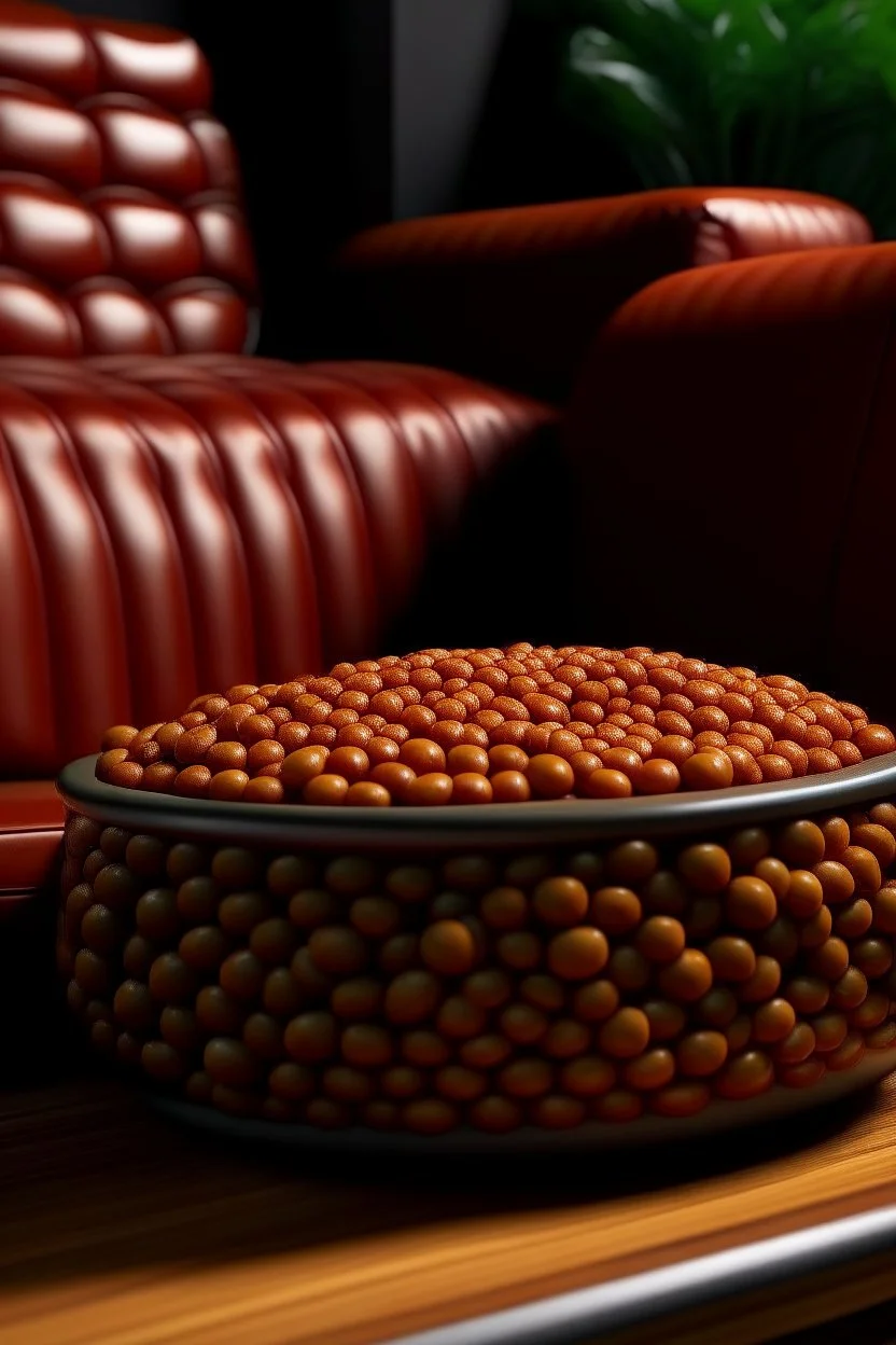 a couch made out baked beans with a bush's logo