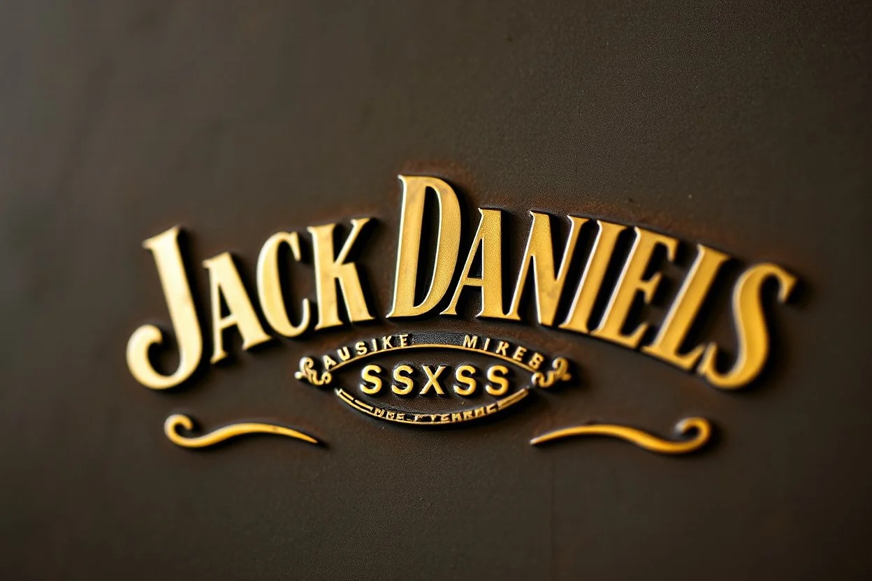 a Jack Daniels style graphic element made of brass