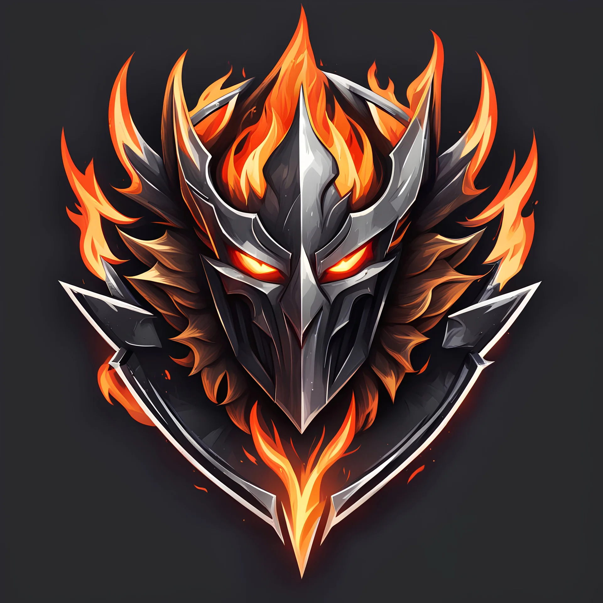 an esports logo, flame knight, sharp metal aesthetic,