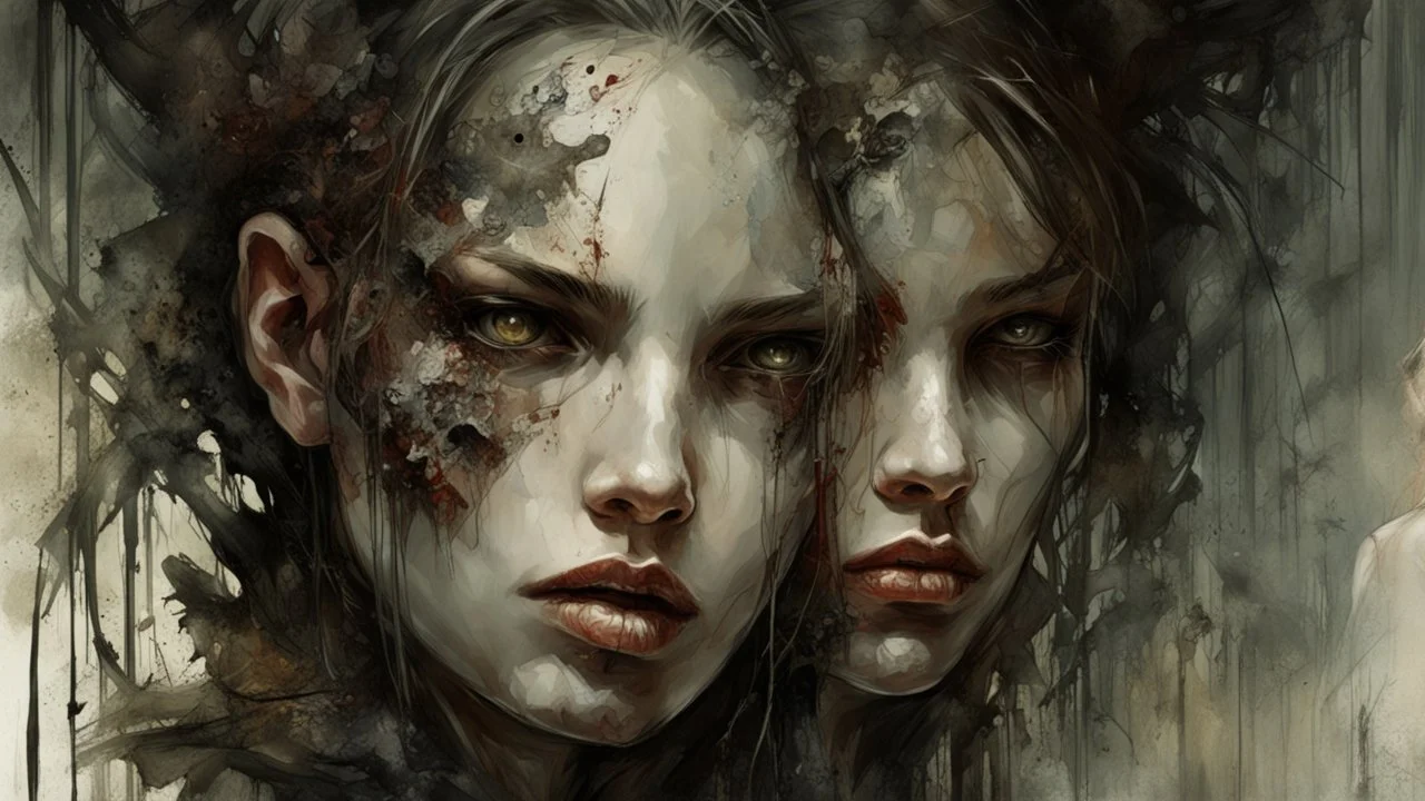 post-apocalypse, horror, hopelessness, darkness, dark colors, by Luis Royo & Raymond Swanland & Alyssa Monks & Anna Razumovskaya