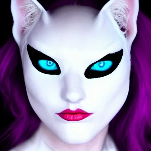 White catwoman, trippy, different colored eyes