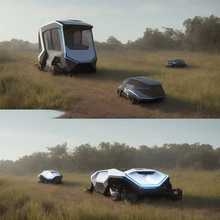 An autonomous electric recreational vehicle for traveling outside the city to nature, and when the vehicle reaches nature it splits into 2 units, one a residential unit and the other becomes a small vehicle