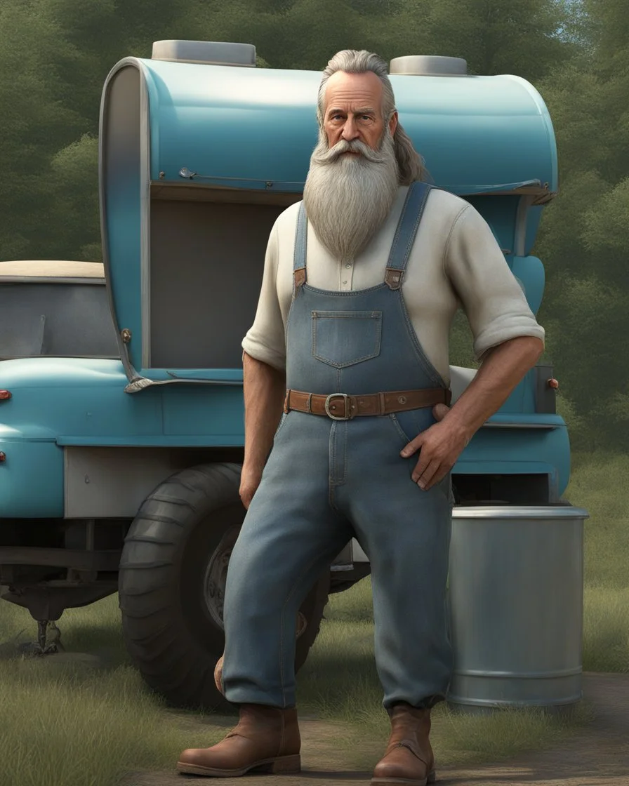 full body picture of a old long haired and long bearded, insane kentucky hill billy trailer trash farmer , with gigantic ears, award winning hyperrealistic, , 3d statue!!!, , 3 d artist, hill billy!! trailer trash !!, award winning 3d render, digital artist, award winning digital art, profile picture 2048px, hyperrealistic picture