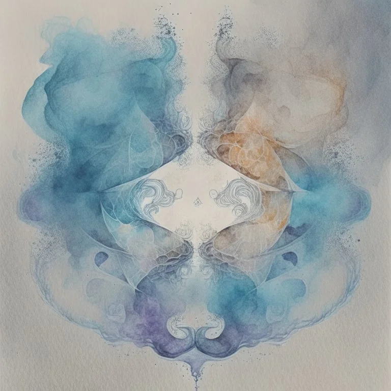 Generate a symmetrical composition with two joints positioned on opposite sides, surrounded by a delicate pattern of swirling smoke that mirrors each other, watercolour sketch