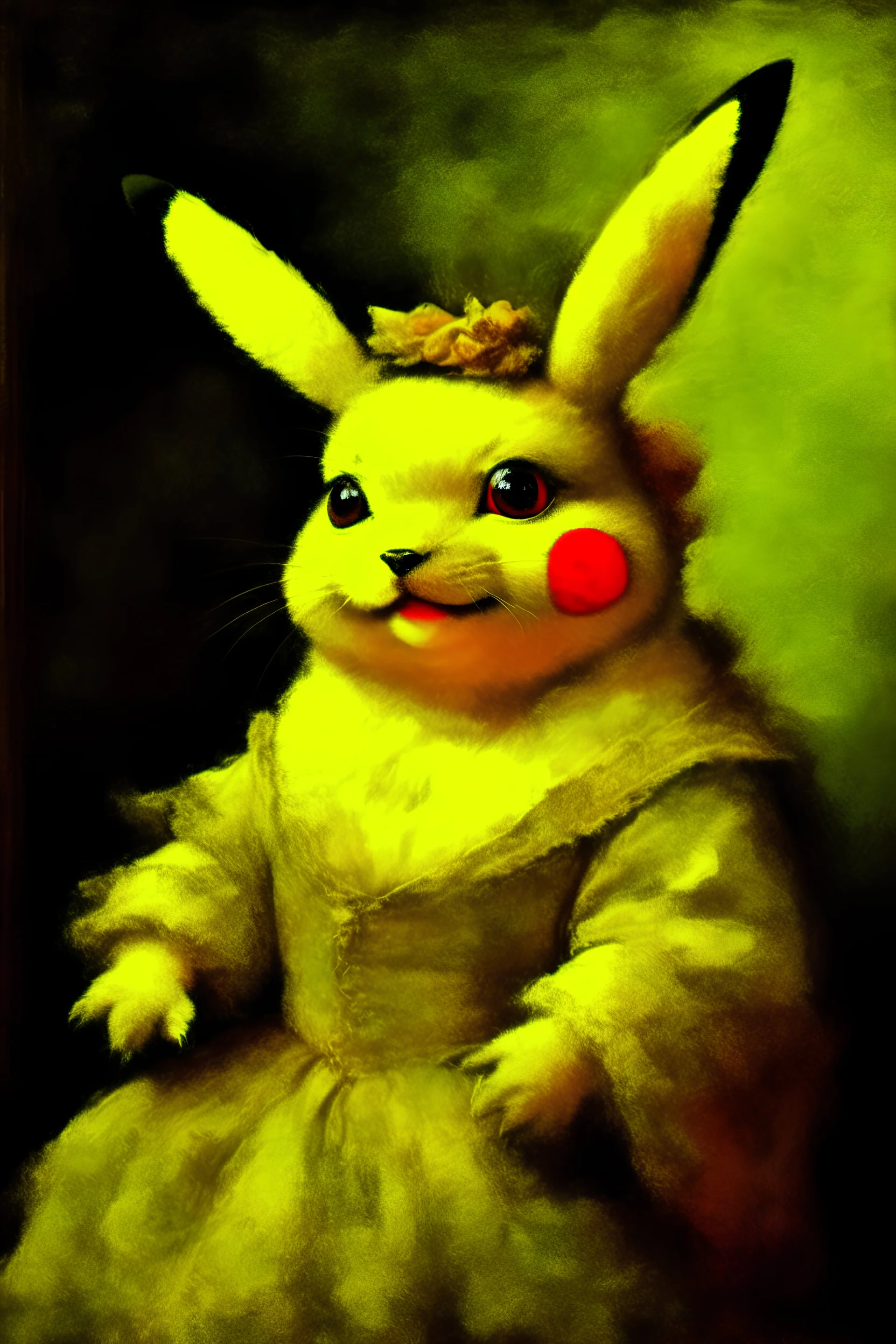 portrait of pikachu, Rembrandt style