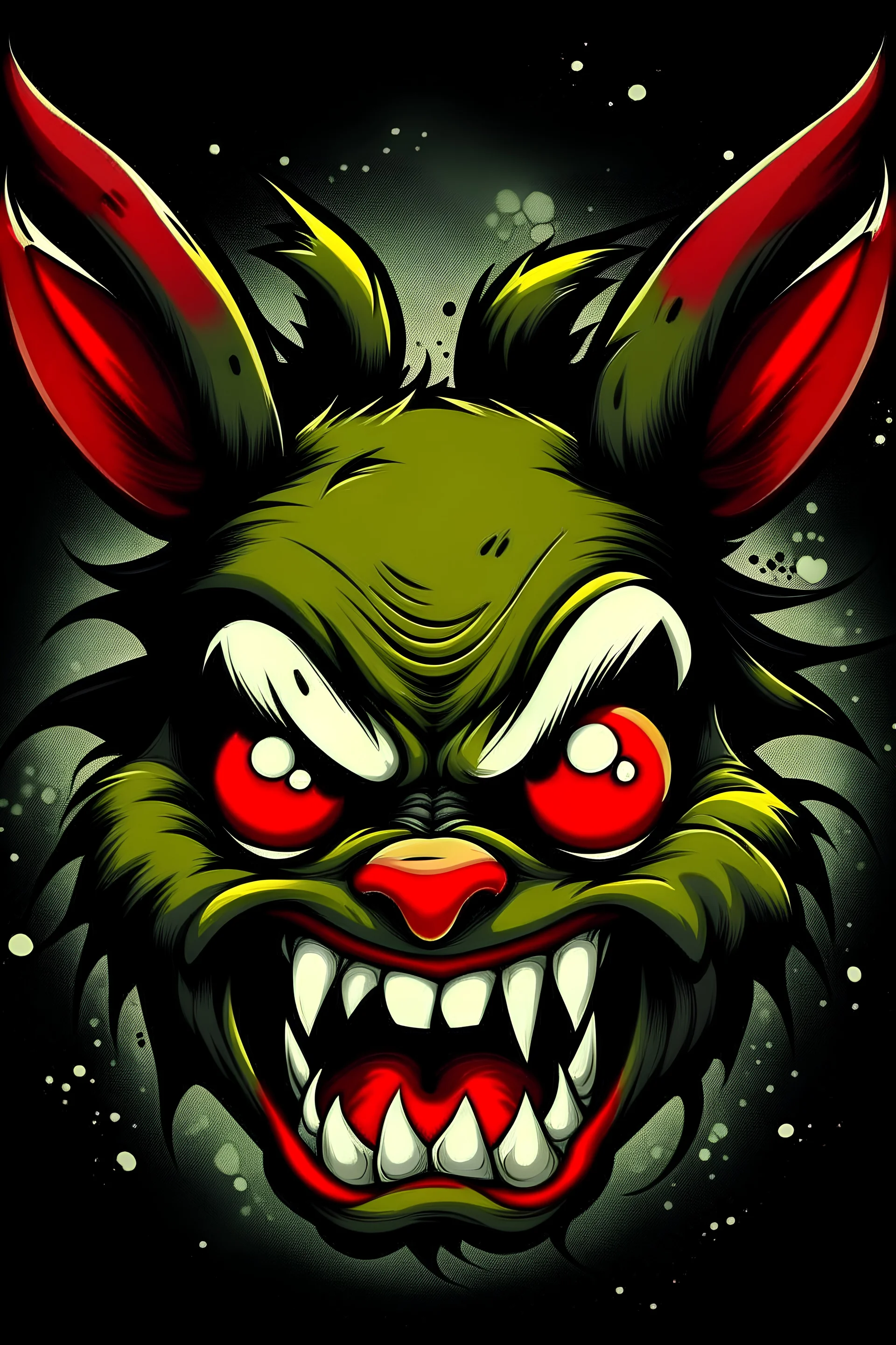 make a crazy demon angry rabbit