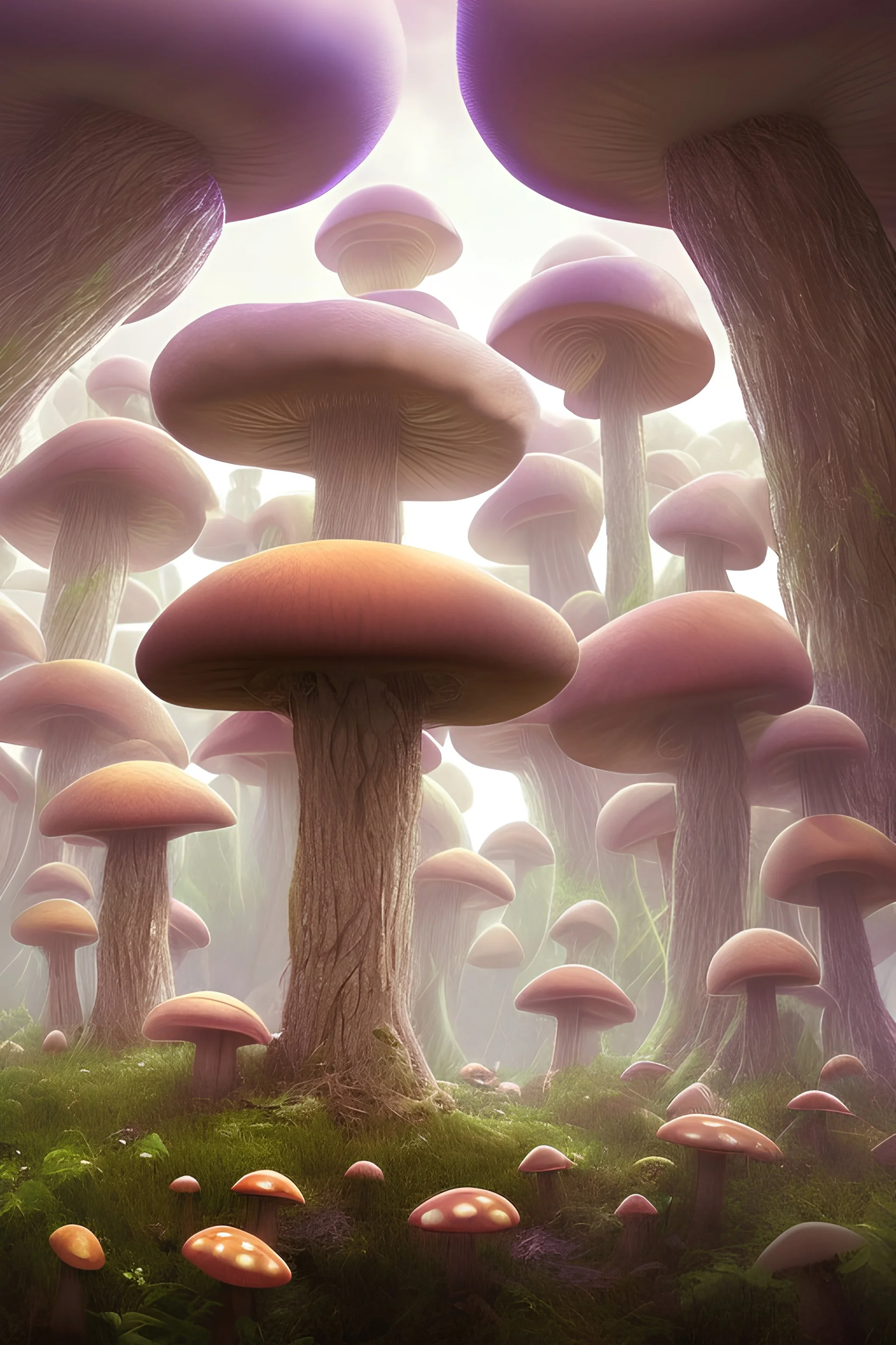 happy mushroom city in the forest