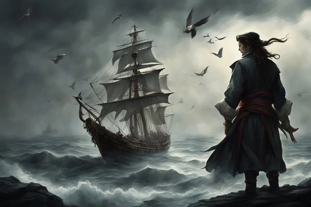 They spoke almost in whispers, as if afraid to scare away something very important, trembling in the air, thin and fragile, like a moth's wing. The prisoner answered very sadly, but firmly, and the Pirate...this must be the voice of the ship's captain, ordering the ship to steer towards the siren song.