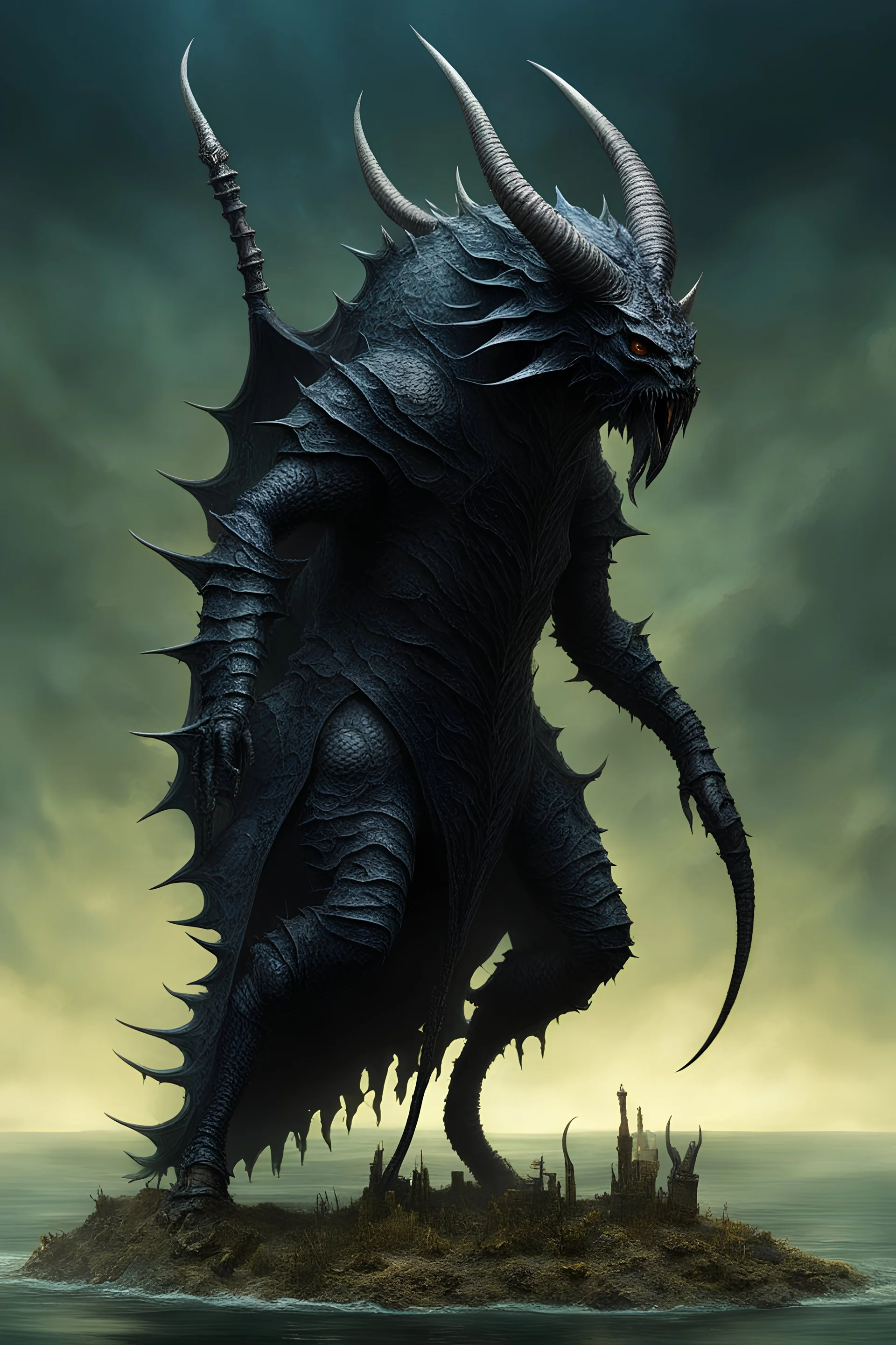 tabletop role-playing miniature of a devil-nazgul-deep-sea-amphipod-hybrid in the style of beksinski. full body. concept art hyperrealism