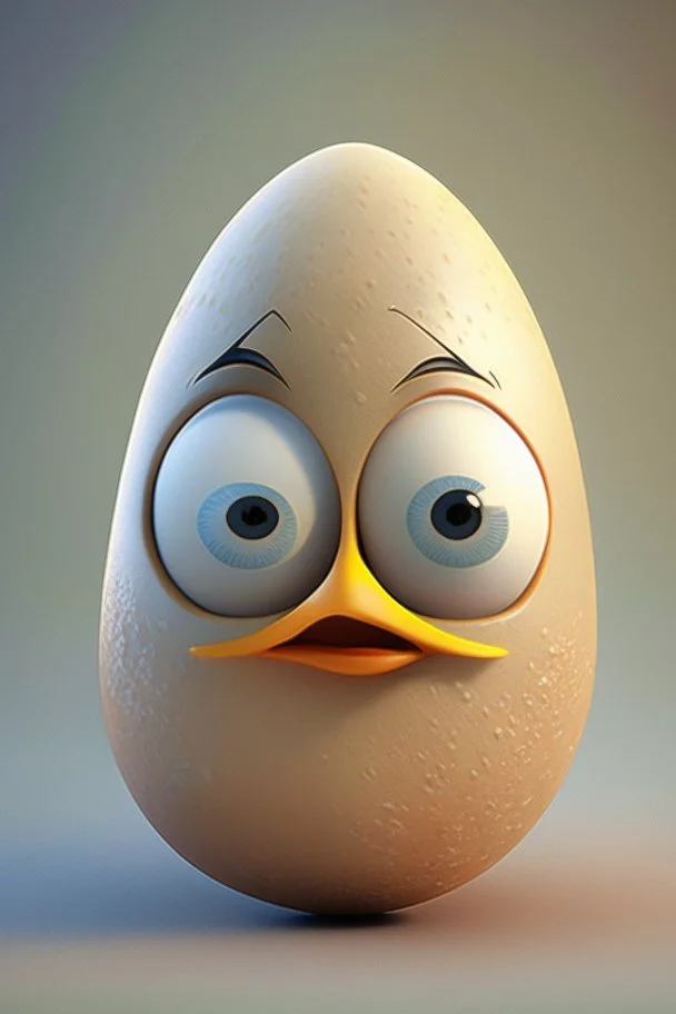 3d egg character, face like mulang, cute like pixar character